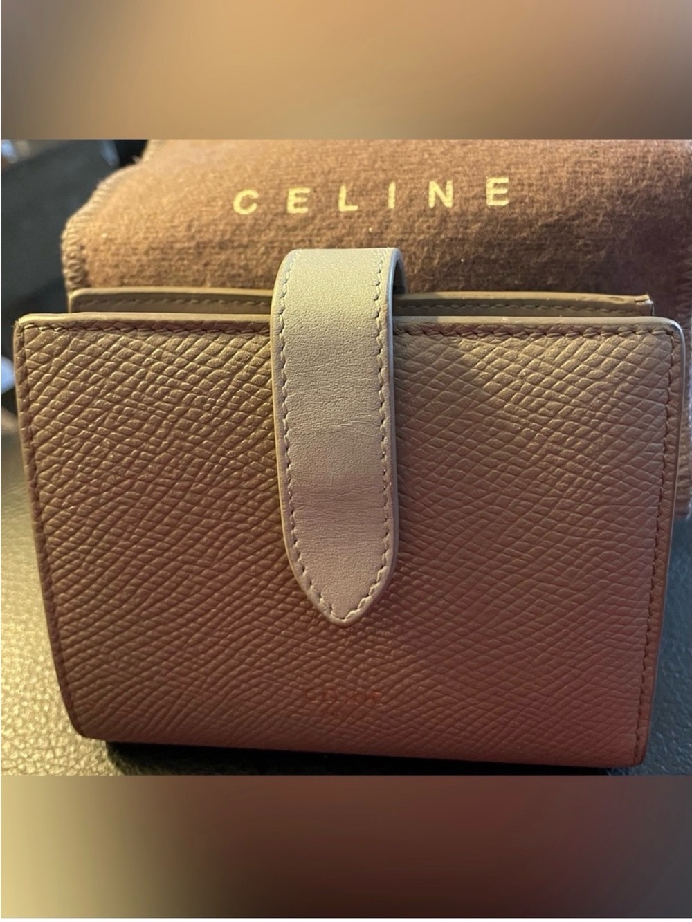 Celine Small Leather Wallet in Dusty Pink and Tan